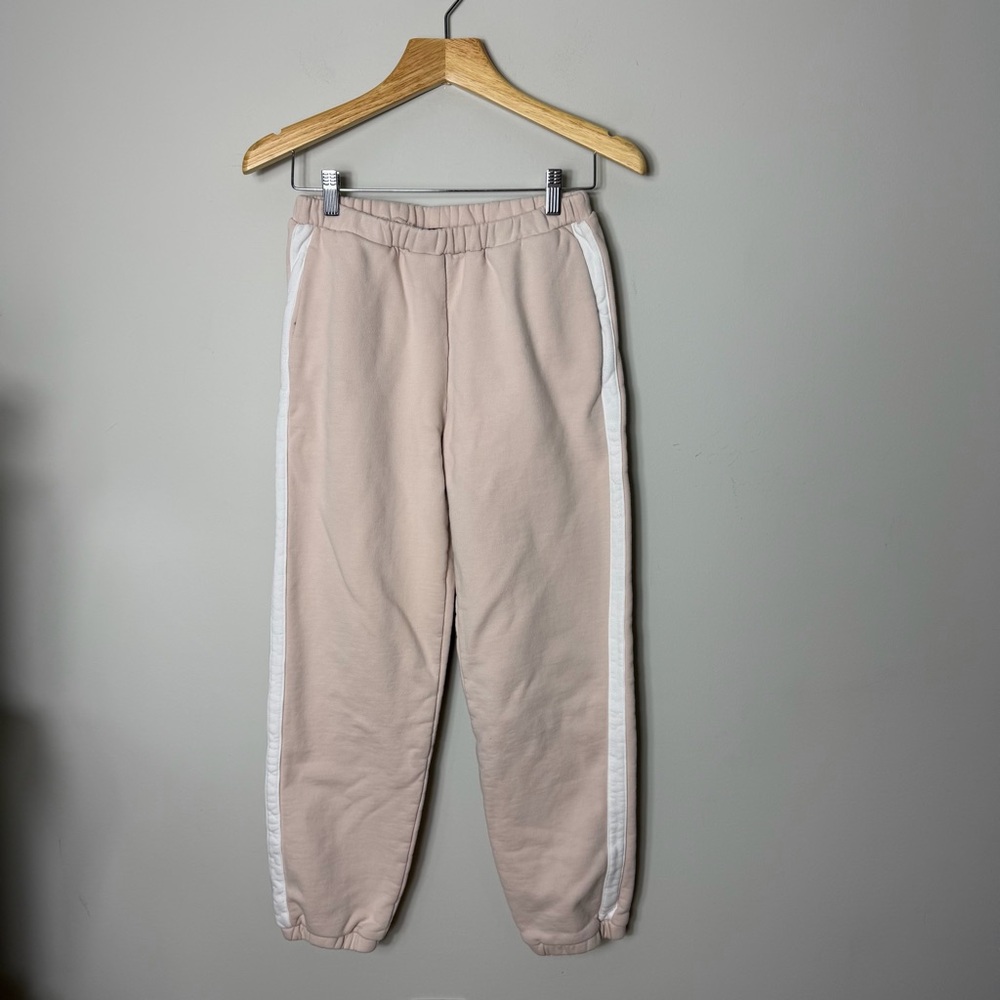 Staud Women’s Sweatpants Light Pink Side Stripe Cotton Size Small